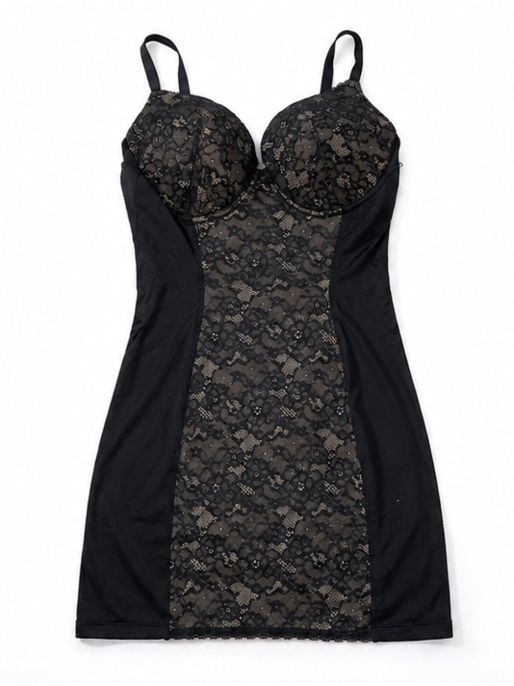 Black Lace Bodyslip Shapewear with Lace Front
